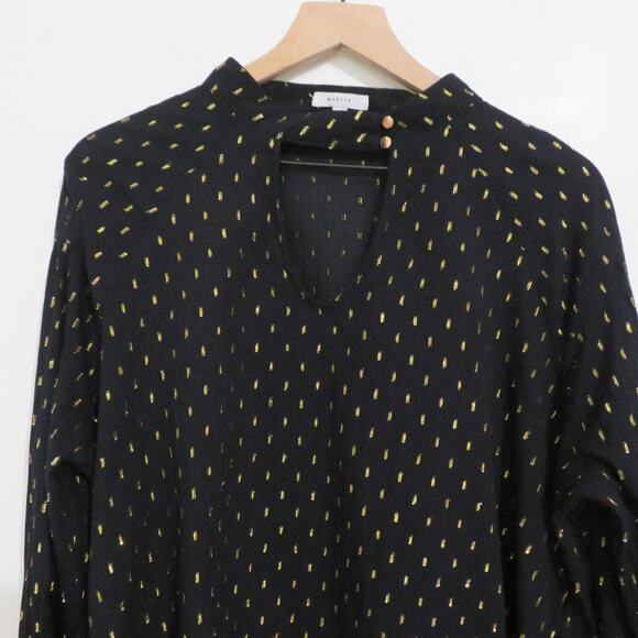Maette 1X Black Gold Long Sleeve Top - Picture 3 of 7